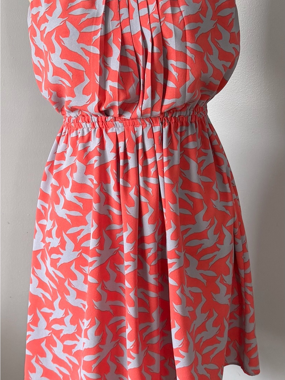 RACHEL Rachel Roy Coral and White Bird-Print Mini Dress
